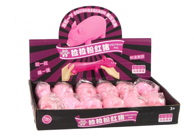 Elastická ružová hračka squishy prasa