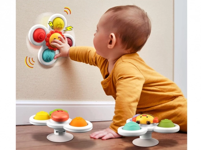 Senzorická hračka Fidget Spinner s prísavkou - 3 kusy
