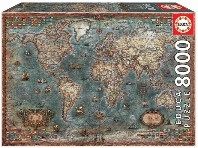 Politická mapa sveta puzzle 8000 dielikov