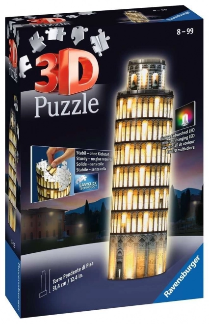 Ravensburger svietiace 3D puzzle Nočná edícia Šikmá veža v Pise