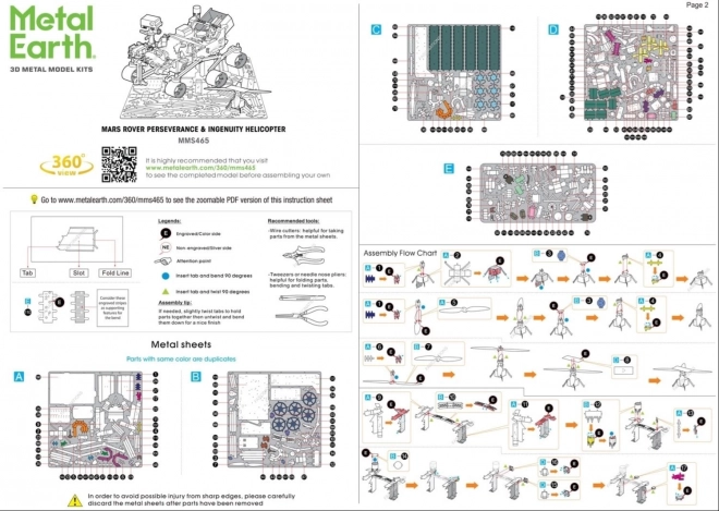 Metal Earth 3D puzzle Mars Rover Perseverance a Ingenuity vrtuľník