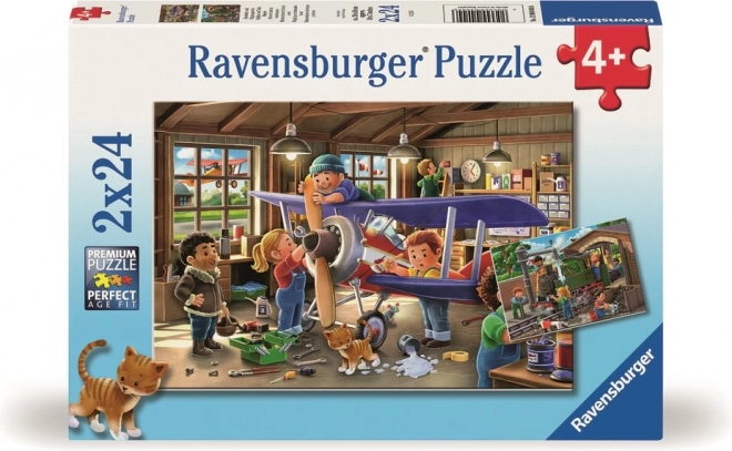 Ravensburger puzzle Staň sa opravárom lietadiel a vlakov