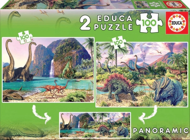 Puzzle panoráma dinosaurov 2x100 dielikov