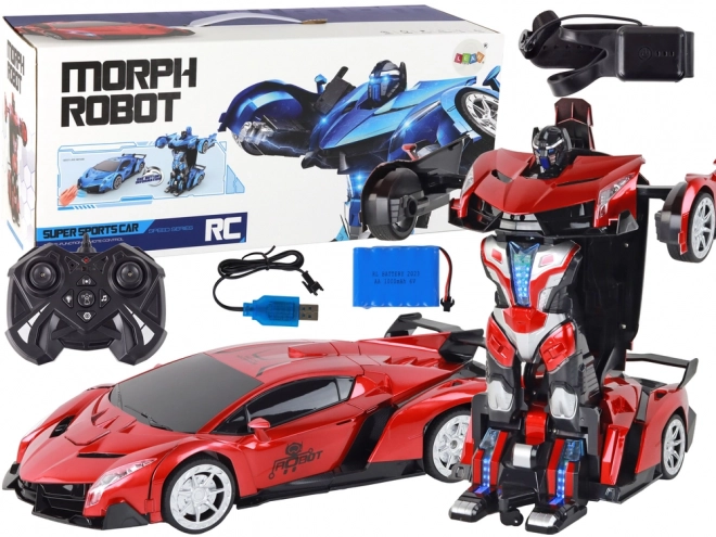 Auto-robot transformácia R/C červené s ovládaním gestami