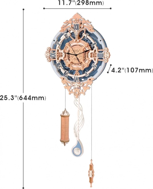 RoboTime 3D drevené mechanické puzzle - nástenné hodiny