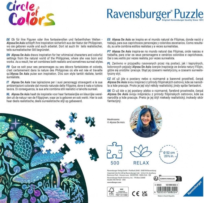 Ravensburger kruhové puzzle Farebný kruh: Huby 500 dielikov