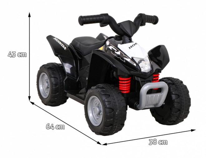 Detský čierny elektrický štvorkolka Honda 250X TRX s klaksónom a LED svetlami