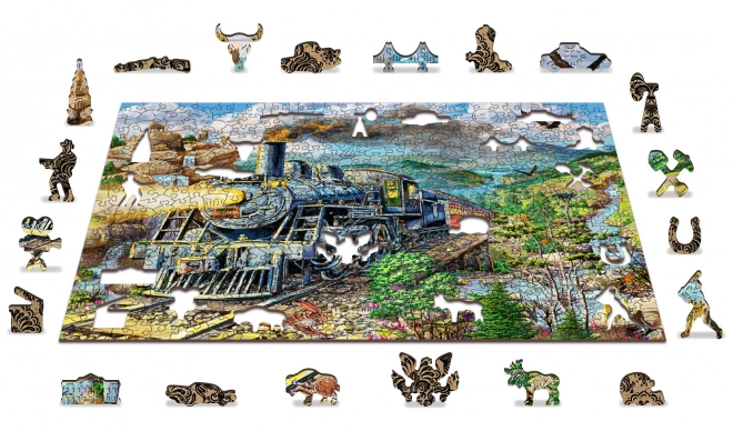 Drevené puzzle Železnica 2v1, 505 dielikov