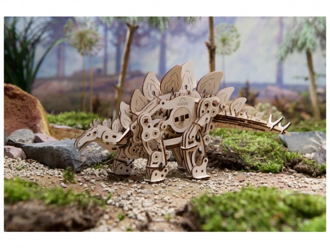 3D drevené mechanické puzzle Stegosaurus