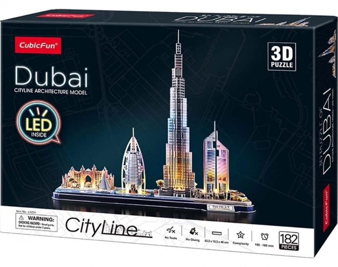 Svietiace 3D puzzle CityLine panorama Dubaj