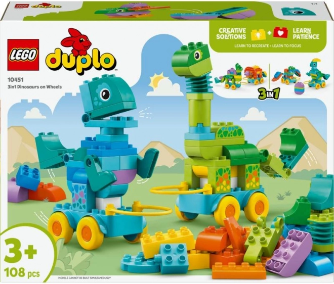 Stavebnica LEGO DUPLO 3 v 1: Dinosaury na Kolieskach