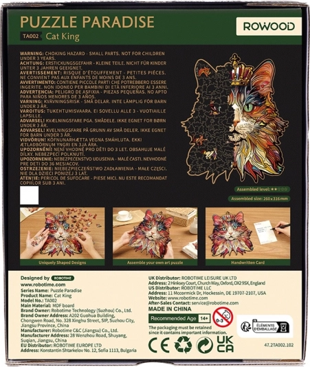 Drevené puzzle Mačací kráľ od Puzzle Paradise
