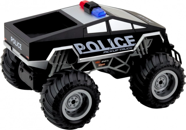 Závodné auto Police Off-Road RC čierne 1:16