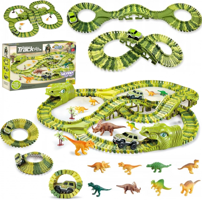 Dinosaurová závodná dráha s autíčkom a figúrkami
