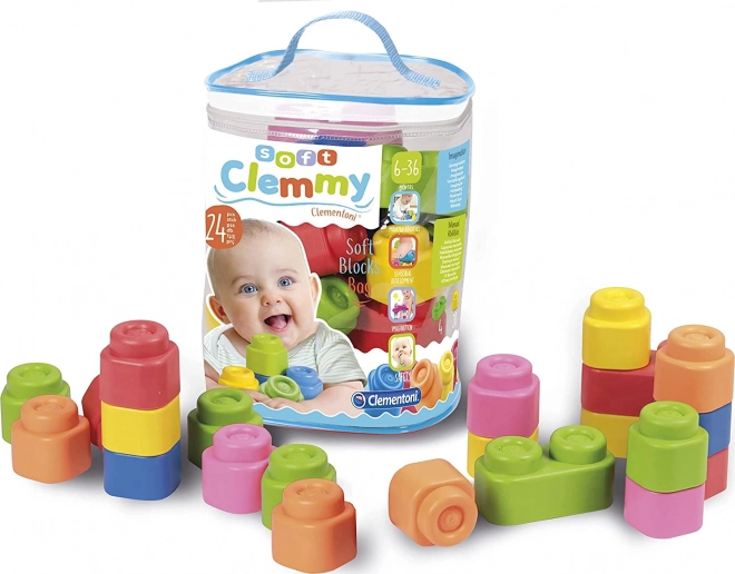 CLEMENTONI SOFT CLEMMY Sada 24 mäkkých kociek v plastovom vrecku
