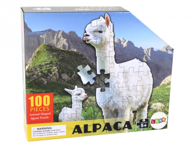 Puzzle 100 dielikov biela alpaka zvieratá