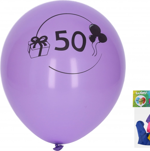 Balóny 30 cm s číslom 50, mix farieb – sada 5 ks