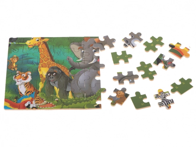 Detské puzzle s číslami - safari zvieratká