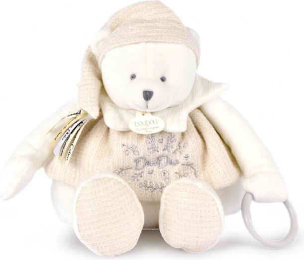 Doudou plyšový ľadový medvedík s stuhami 30 cm béžový