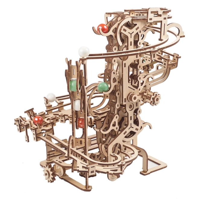 Ugears 3D drevené mechanické puzzle Guľôčková a reťazová dráha