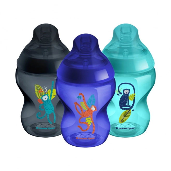 Kojenecká fľaša pomalý prietok, 260 ml, Jungle Picks green, 3 ks