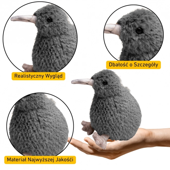 Plyšový vták Kiwi šedý 21cm