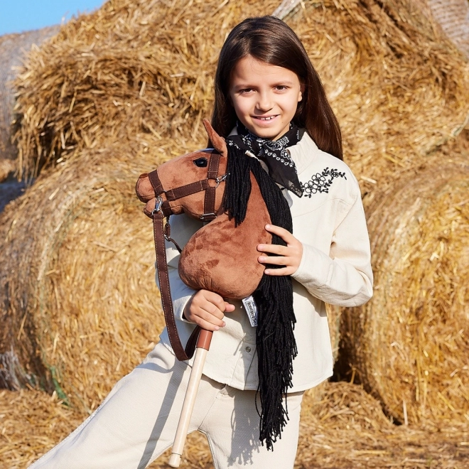 Kôň na tyči Hobby Horse HOPPIHORSE tmavohnedý