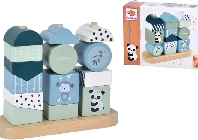 Stohovacia hra panda – drevené puzzle, 15 dielov
