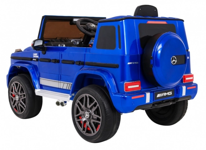 Modrý lakovaný detský Mercedes AMG G63 s diaľkovým ovládaním, MP3, LED svetlami a pásmi
