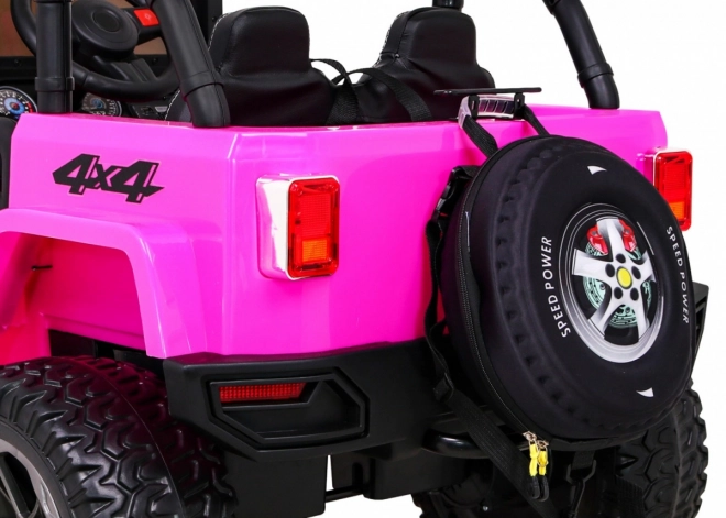 Terénne auto Monster 4x4 jeep pre deti Ružová + Diaľkové ovládanie + Nastavenie sedadla + Pomalý štart + MP3 LED + Nosič batožiny + Batoh