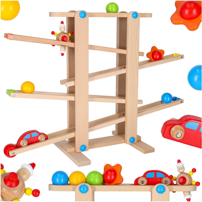 Drevená montessori guľôčková dráha pre deti