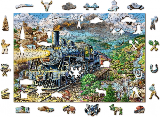 Drevené puzzle Železnica