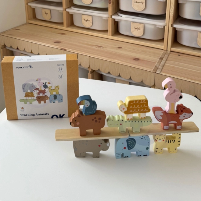 Drevené kocky zvieratká Montessori 9 ks od Tooky Toy