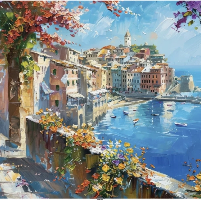 Puzzle Stredomorské mestečko 1000 dielikov