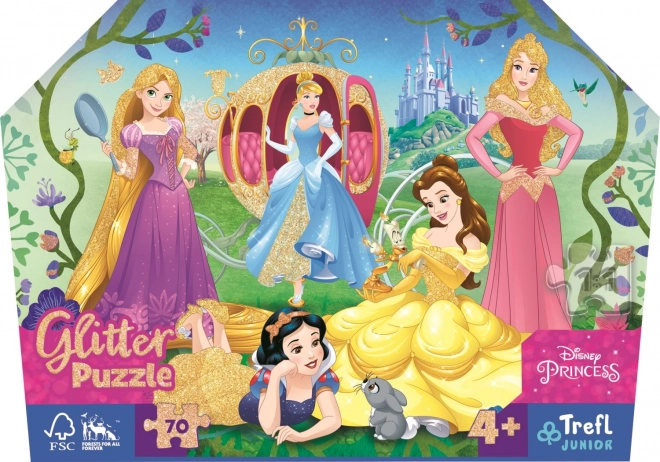 Glitter Puzzle Kufr Disney: Šťastné Princezny 70 Dielikov