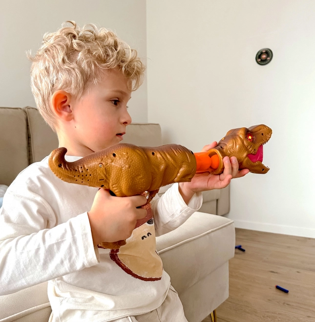 Woopie Pistol na penové loptičky a šípky Dinozaur automatická strelnica