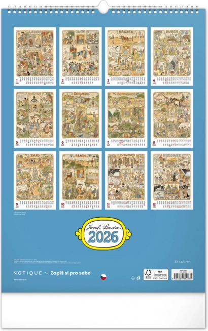 Nástenný kalendár Josef Lada 2026