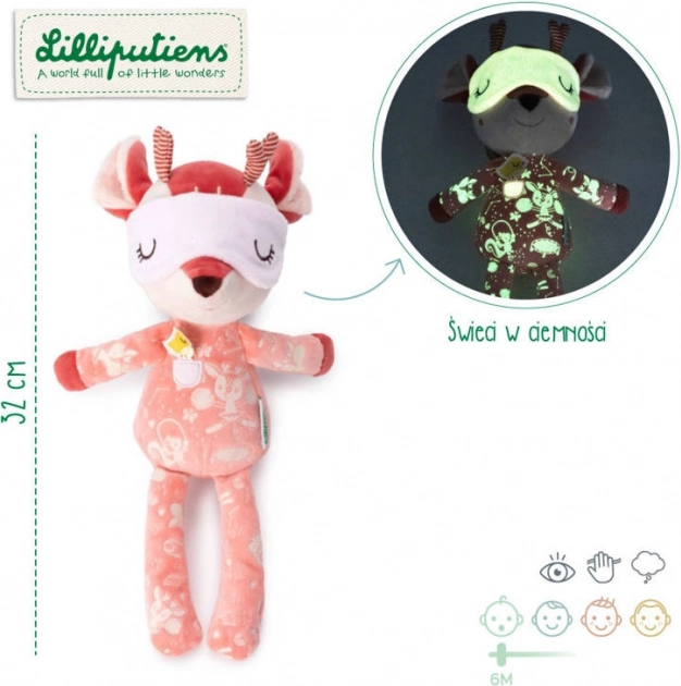 Lilliputiens plyšová uspávacia hračka srnka Stella so svietiacimi prvkami 6m+