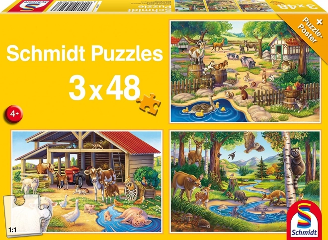 Puzzle Moje obľúbené zvieratká 3x48 dielikov