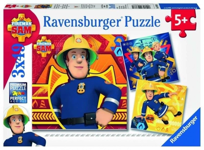 Ravensburger puzzle Požiarnik Sam v nebezpečenstve 3x49 dielikov