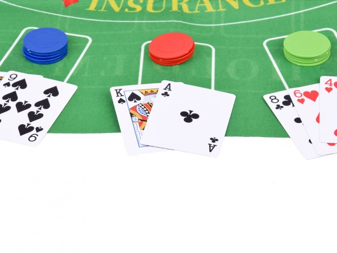 Karetná hra set 2v1 Poker a Blackjack so žetónmi, kartami a doskou