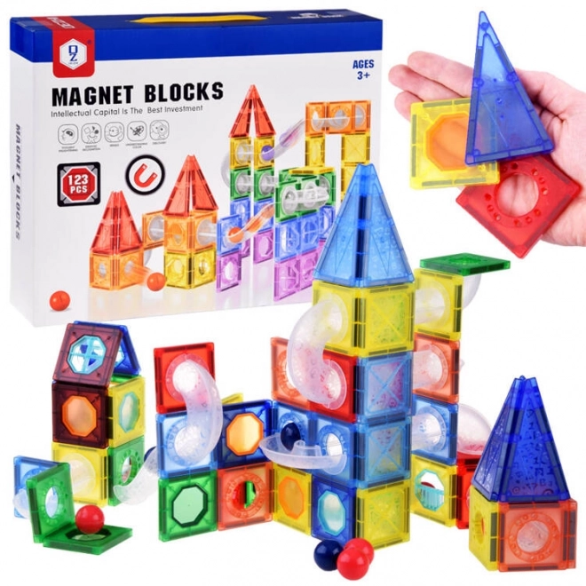 Magnetická stavebnica guľodromovej dráhy ZA4719 - 123 dielikov