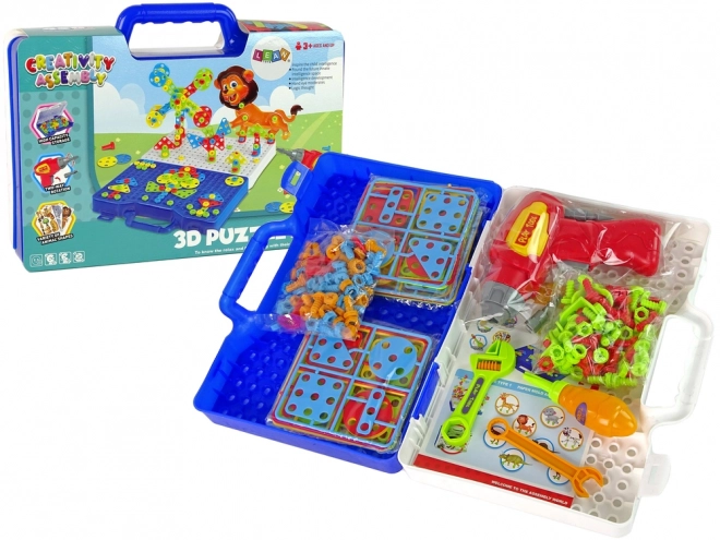 3D puzzle set s vŕtačkou a kufríkom