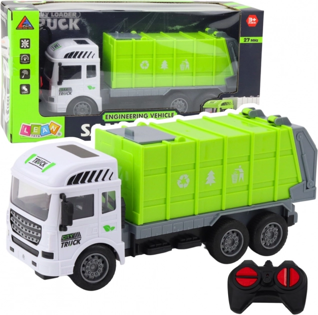 Zelené diaľkovo ovládané smetiarske auto 1:24