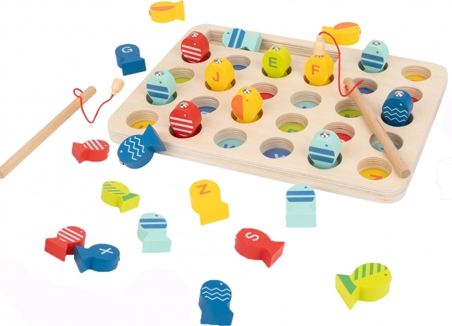 Drevená rybárska hra Učenie písmen Tooky Toy