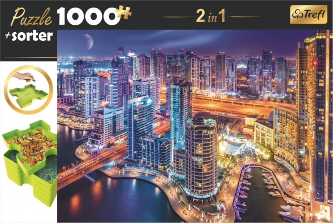 Puzzle s asistentom triedenia 2v1 Nočná Dubaj 1000 dielikov