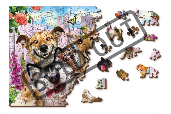 Drevené puzzle Blázniví mazlíčci 2v1