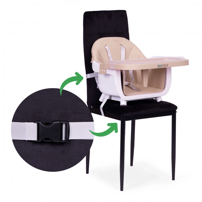 Detská jedálenská stolička 2-v-1, béžová, ECOTOYS