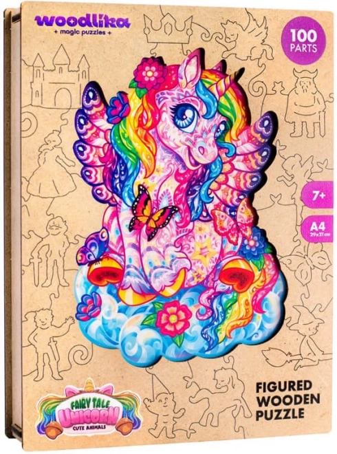 Drevené farebné puzzle - Rozprávkový jednorožec