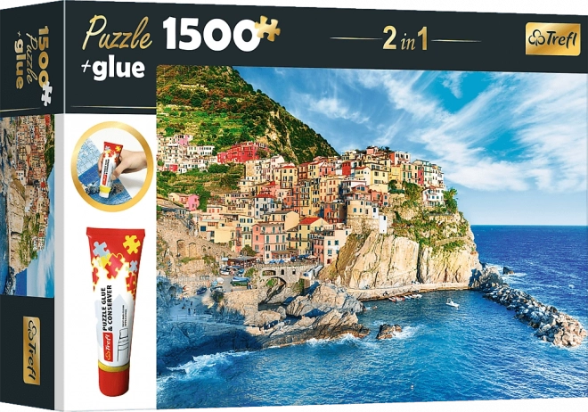 Trefl Sada 2v1 Puzzle Manarola, Ligúria, Taliansko 1500 Dielikov s Lepidlom